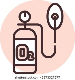 O2 gas, illustration or icon, vector on white background.