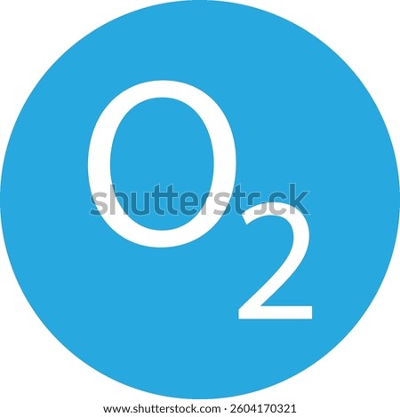O2 icon on blue circle . Oxygen icon isolated on white background . Vector illustration
