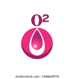 O2 logo design for beauty and dermatology. oxygen mark symbol vector