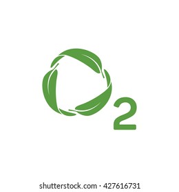 o2 logo, ecology green icons set on white background