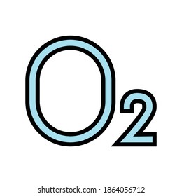 o2 oxygen color icon vector. o2 oxygen sign. isolated symbol illustration