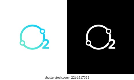 o2 oxygen logo and molecule science monogram icon style Design template