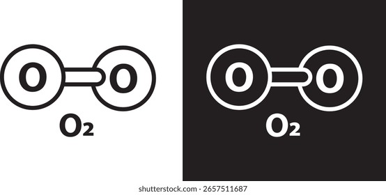 o2 molécula de oxigênio ícone negativo positivo imagem vetorial