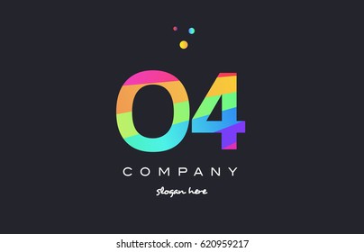 O4 o 4 four letter number combination creative color green orange blue magenta pink company logo vector icon spectrum