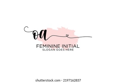 OA beauty monogram and elegant logo design handwriting logo of initial signature, wedding, fashion, floral and botanical with creative template.