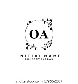 OA Beauty vector initial logo, handwriting logo of initial signature, wedding, fashion, jewerly, boutique, floral and botanical with creative template for any company or business.