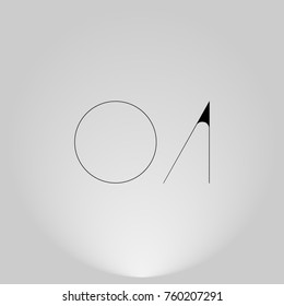 OA Black thin minimalist LOGO Design with Highlight on Gray background.