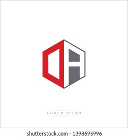 OA / DA Logo Initial Monogram Negative Space Design Template With Orange and Grey Color - Vector EPS 10