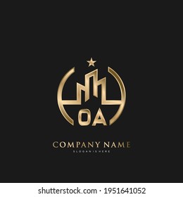 Carta inicial OA Casa Inmobiliaria Lujo Logotipo Vector arte para empresas, edificios, arquitectura