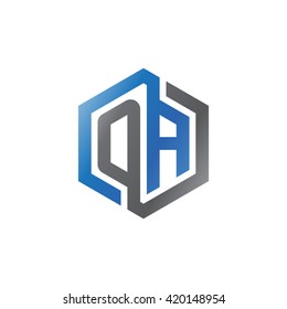 OA initial letters looping linked hexagon logo black gray blue