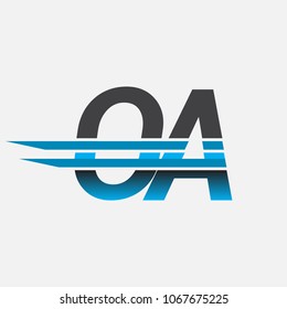 OA initial logo company name colored black and blue, Simple and Modern Logo Design.