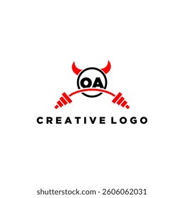 OA initial monogram for fitnes or gym logo with devil style design