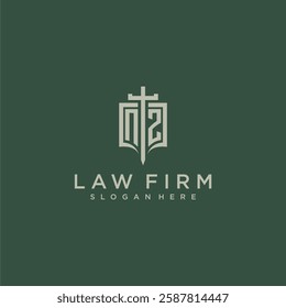 OA initial monogram for law firm with sword and shield logo image