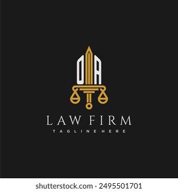 OA initial monogram for lawfirm logo with sword and scale