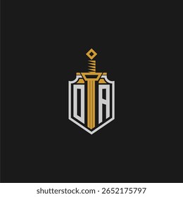 OA initial monogram for shield and sword style image