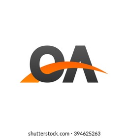 OA initial overlapping swoosh letter logo black orange
