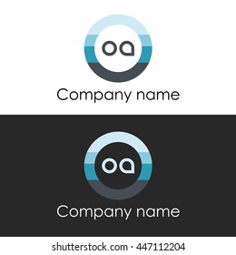OA letter circle shape icon logo white blue