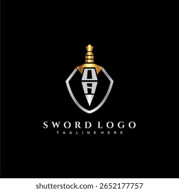 OA carta monograma de luxo para escudo e espada estilo imagem