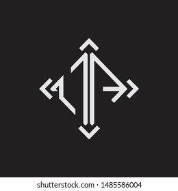 OA Logo Abstract letter Monogram with Arrow in every side isolated on black background