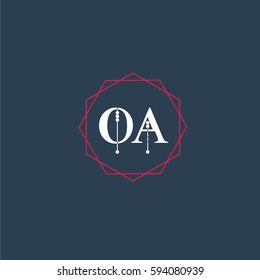 oa logo letter initial, Abstract Polygonal Background Logo, design for Corporate Business Identity,flat icon, Alphabet letter