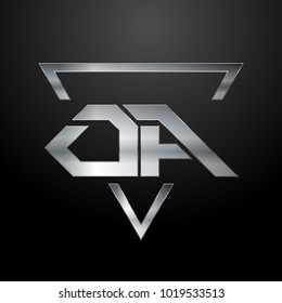 OA Logo, Metal Logo, Silver Logo, Monogram, Polygon