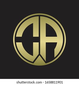 Círculo monográfico con logotipo de OA con estilo de cinta en piezas en colores dorados