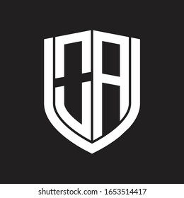 OA Logo monogram with emblem shield design isolated on black background
