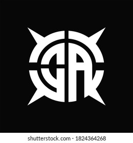 OA-Logo-Monogramm mit vier Stück Kreissendesign-Vorlage auf schwarzem Hintergrund