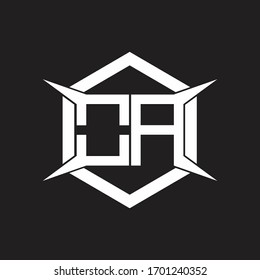 Monograma de logotipo de OA con hexágono y plantilla de diseño de forma de cuatro ejes