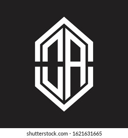 OA Logo monogram with hexagon shape and outline slice style with black and white