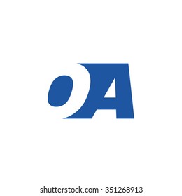OA negative space letter logo blue