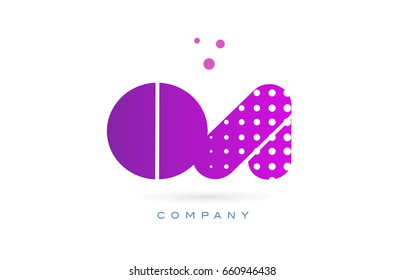 oa o a pink dots dotted letter logo alphabet creative company vector icon design template