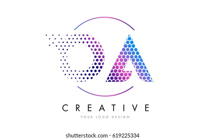 OA O A Pink Magenta Dotted Bubble Letter Logo Design. Dots Lettering Vector Illustration