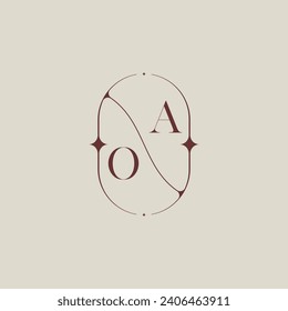 OA wedding classic in elegant monogram with high quality professional design that will print well