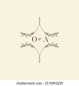Cartas con el logotipo inicial de la boda de OA en un diseño profesional de alta calidad que se imprimirán en cualquier medio impreso