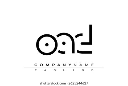 Diseño de carta abstracta OAD. Diseño moderno del logotipo del negocio con tipografía Abstractas y estilo contemporáneo