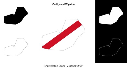 Oadby and Wigston blank outline map set