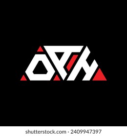 OAH triangle letter logo design with triangle shape. OAH triangle logo design monogram. OAH triangle vector logo template with red color. OAH triangular logo Simple, Elegant, and Luxurious design.
