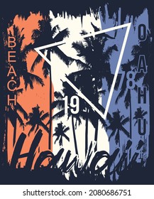 Oahu Hawaii Beach t-shirt design for beach lovers