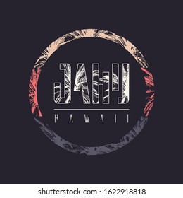 Oahu Hawaii vector graphic t-shirt design, poster, print.