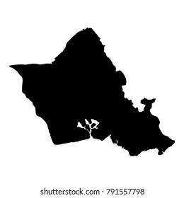 Oahu map. Island silhouette icon. Isolated Oahu black map outline. Vector illustration.