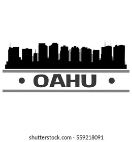 Oahu Skyline Silhouette. Landscape City Design. Vector Cityscape Icon.   