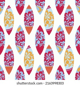 Oahu Surfing Boards Half Drop Layout Seamless Repeat Pattern