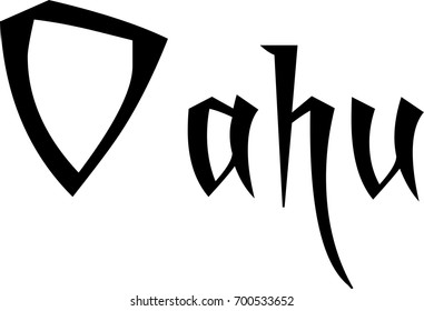 Oahu text sign illustration on white background