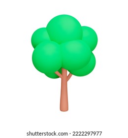 Oak 3d icon. Large tree. Isolated object on transparent background