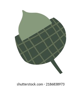 oak acorn in hand drawn flat style. vector children's illustration.