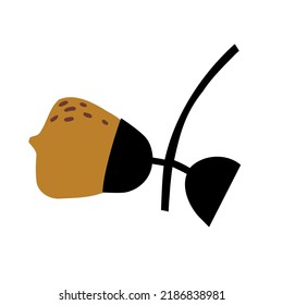 oak acorn in hand drawn flat style. vector children's illustration.