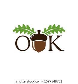Oak. Acorn. Leaf. Vector illustration