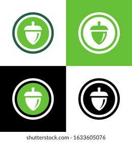 Oak acorn logo design template elements, vector nut illustration