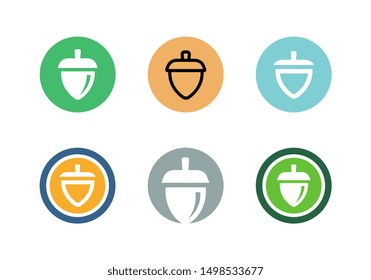Oak acorn logo template, nuts and seeds icon set - Vector